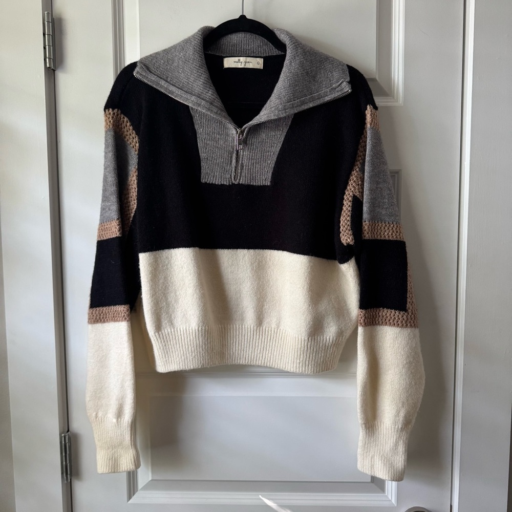 Colorblock Half-Zip Sweater Large Molly Green